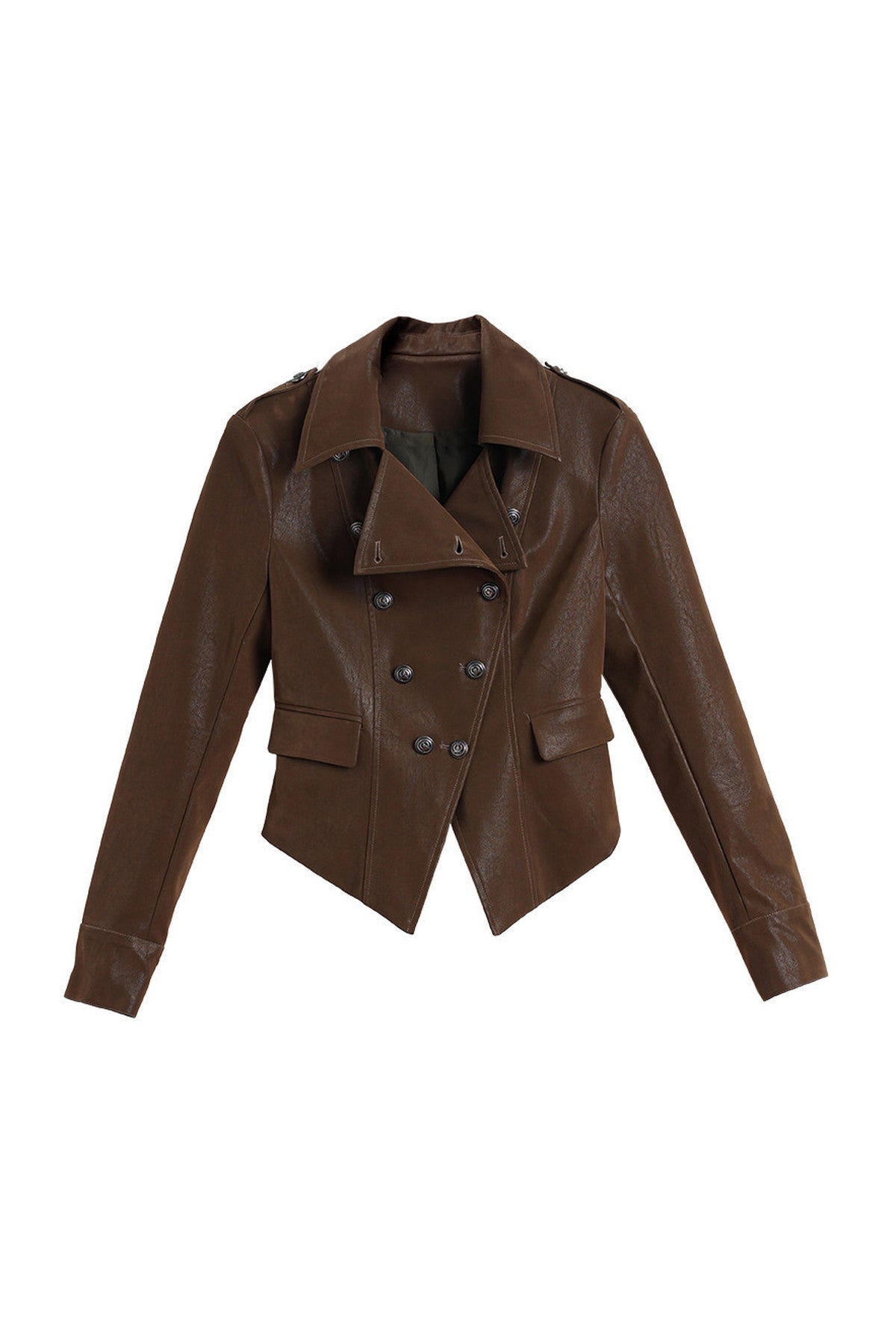 Textured Long-Sleeve Leather Jacket