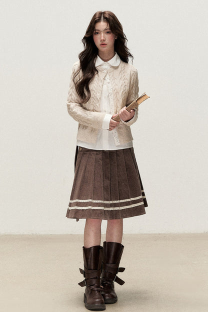 Plaid Layered-Look Knit Top