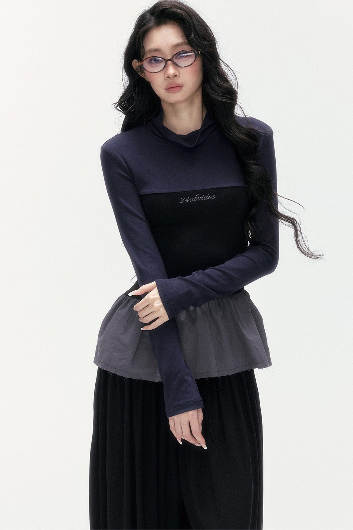 Tencel Wool Layered-Look Top and Lantern Pants Set-Up