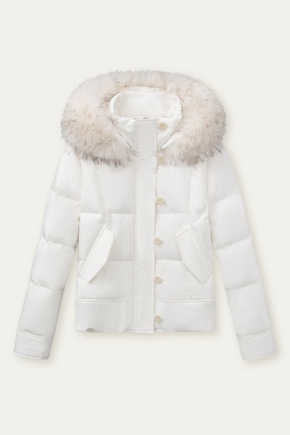 Retro-Daunenjacke in Weiß