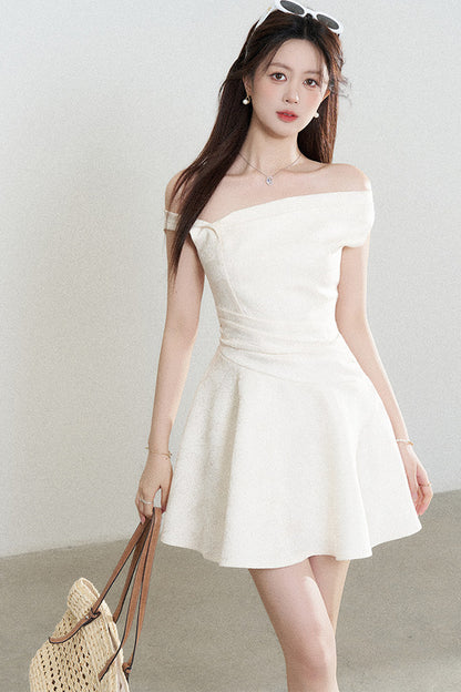 Apricot Off-Shoulder Slimming Dress