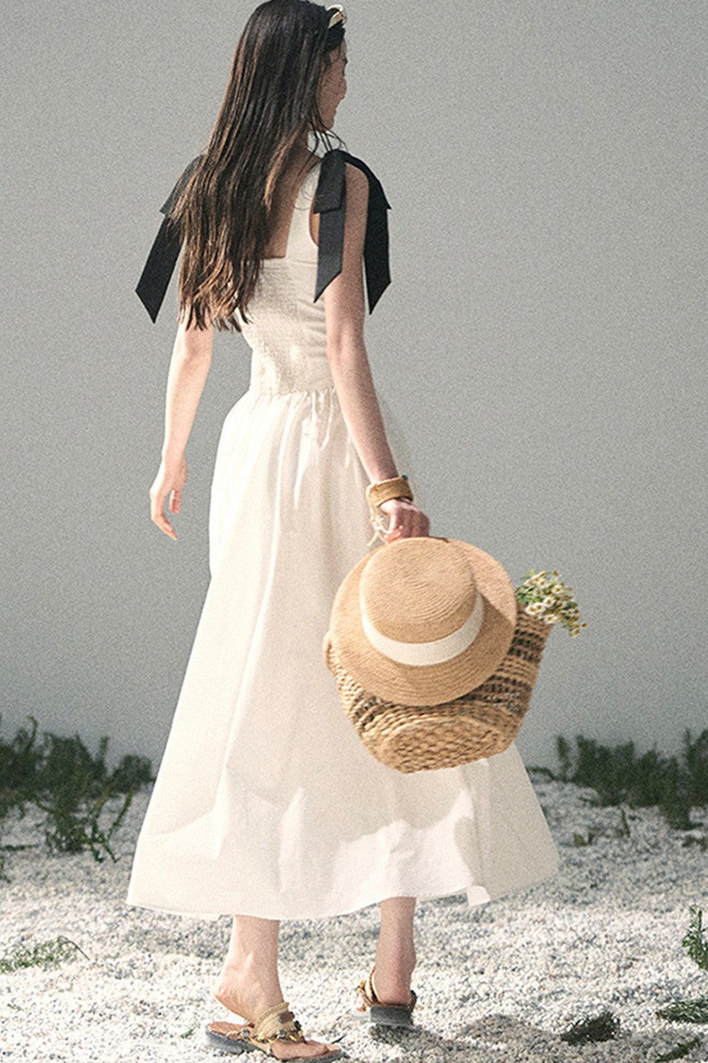 Vestido de tirantes de estilo francés