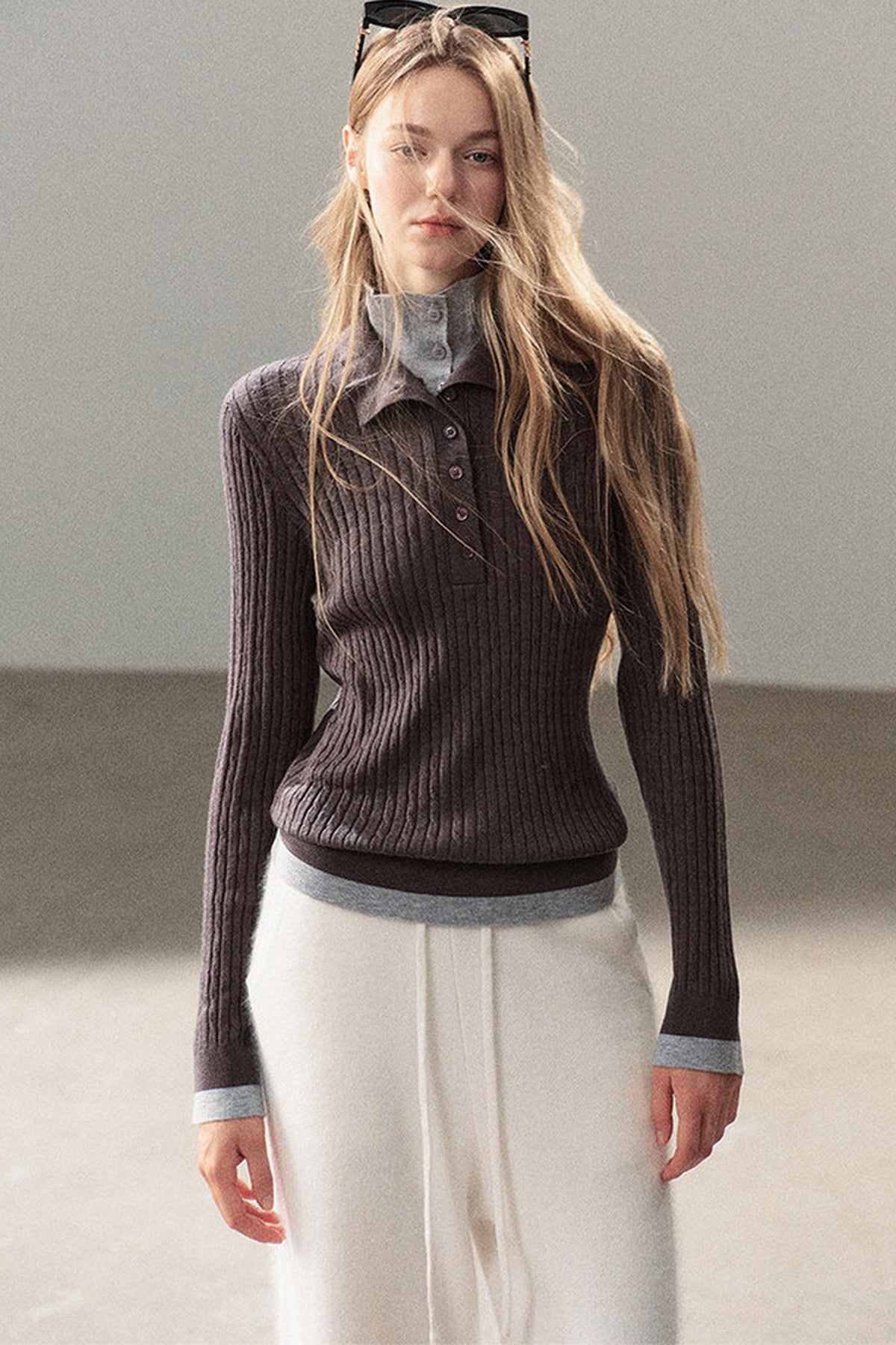 Layered-Look Knit Top Set
