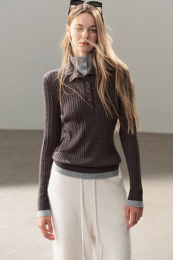 Layered-Look Knit Top Set