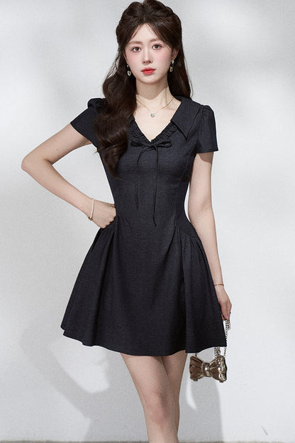 French Collar Bow Dress