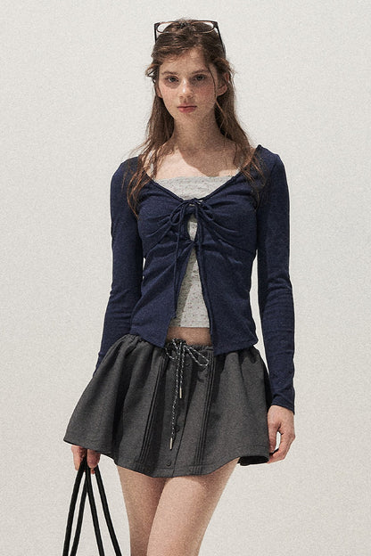 Floral Knot Tie Long Sleeve T-Shirt
