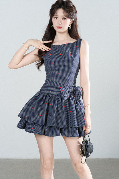 Elegant Plaid Vest Dress