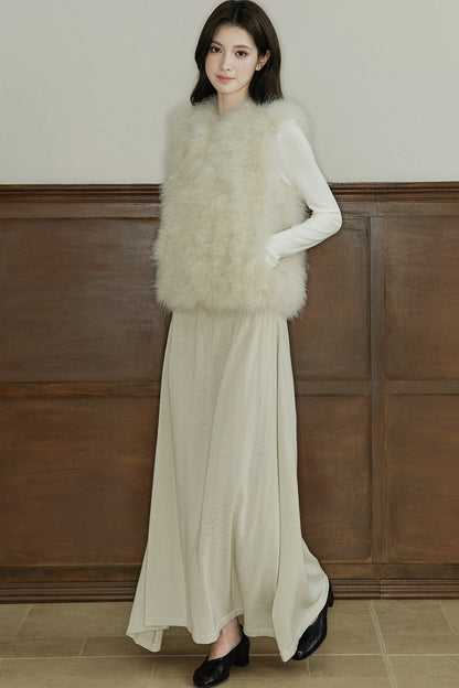 Natural Feather Sleeveless Vest
