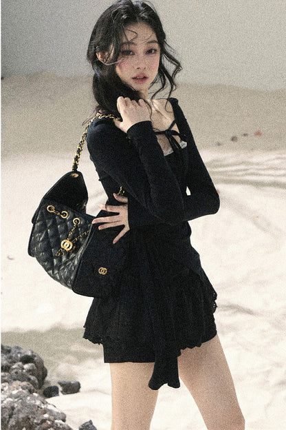 Long Sleeve Square Neck Lace Top