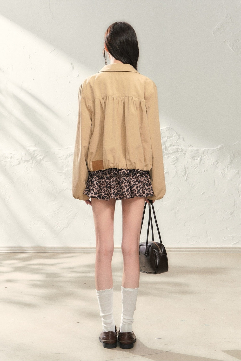 Khaki Drop Shoulder Workwear Jacket and Skirt Set-Up