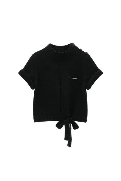 Wool Stand Collar Knit Top