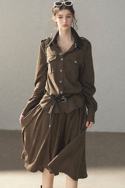 Ensemble manteau et jupe Murmures de feuilles tombées
