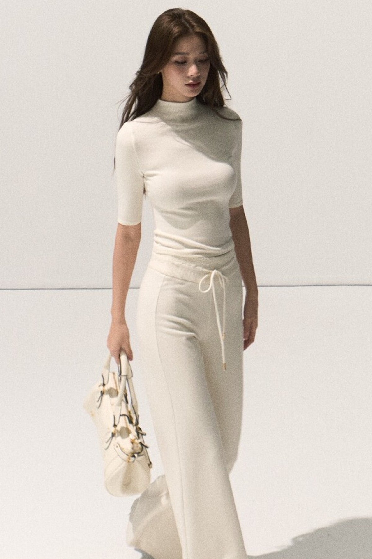 Wool Half-High Collar Knit Top