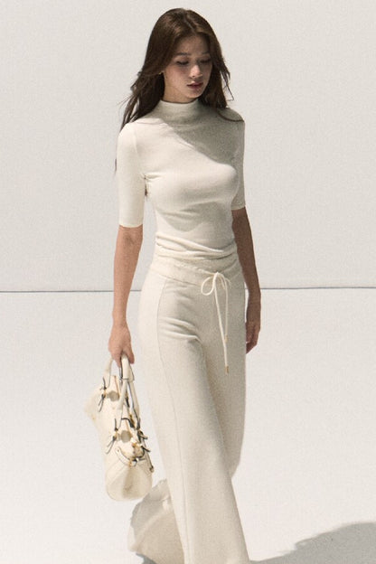 Wool Half-High Collar Knit Top