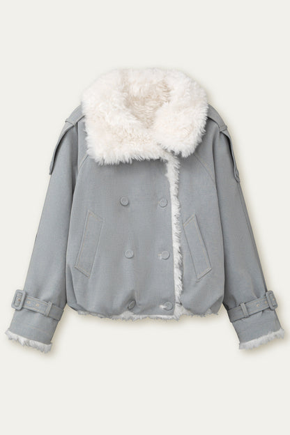 Chaqueta parka de borreguito sintético, mullida y cruzada