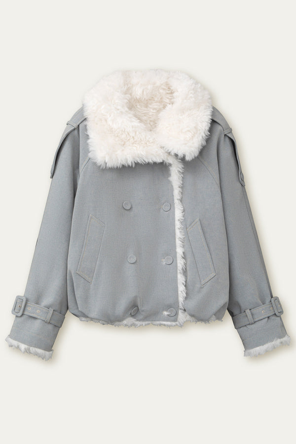 Chaqueta parka de borreguito sintético, mullida y cruzada