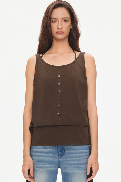 Layered-Look Tie U-Neck Camisole