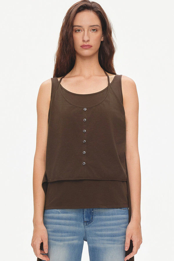 Layered-Look Tie U-Neck Camisole