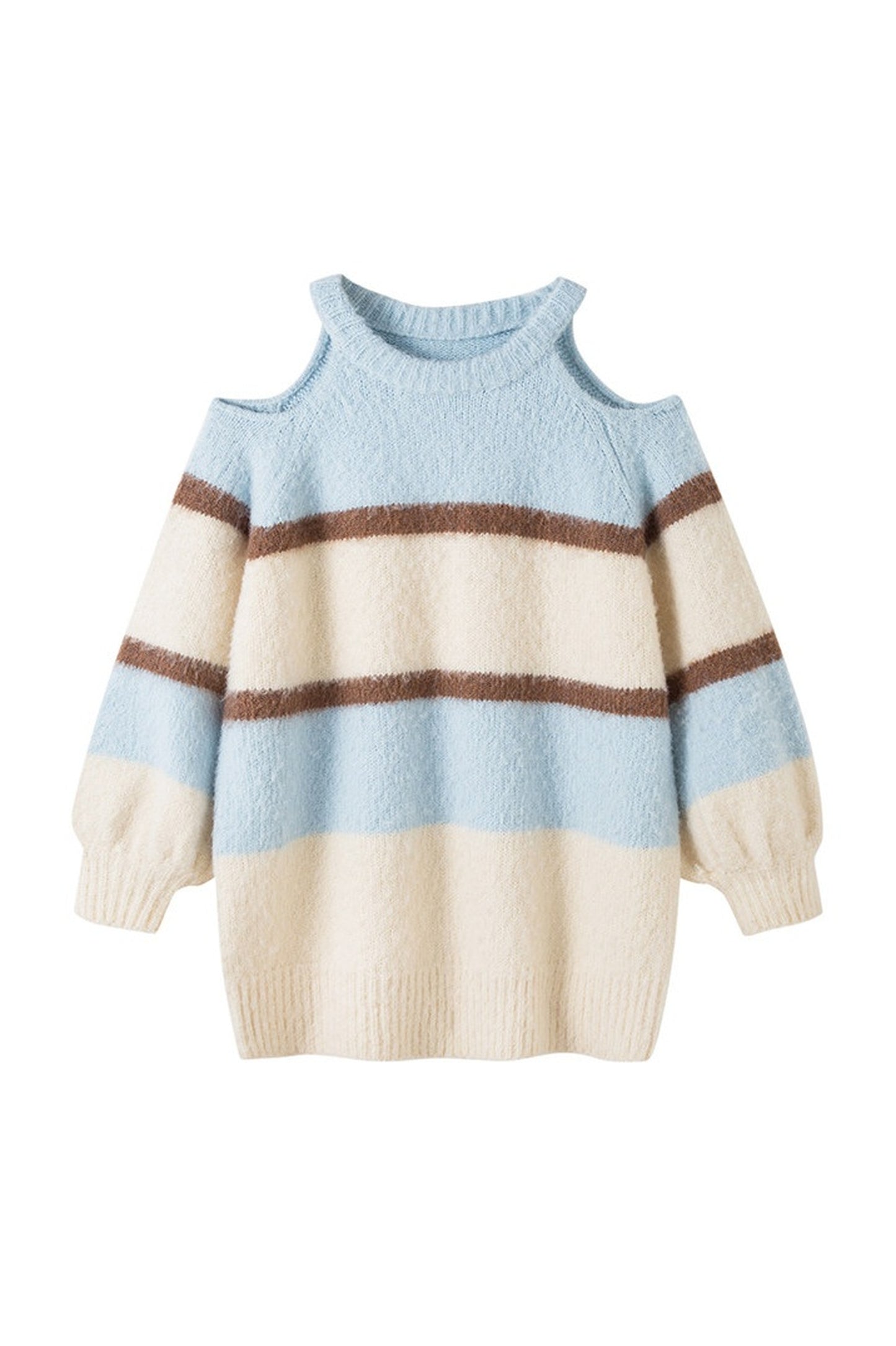 Off-Shoulder Striped Knit Sweater