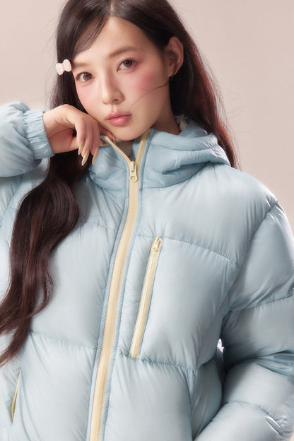 Sea Salt Milk Blue Mid-Length Down Jacket