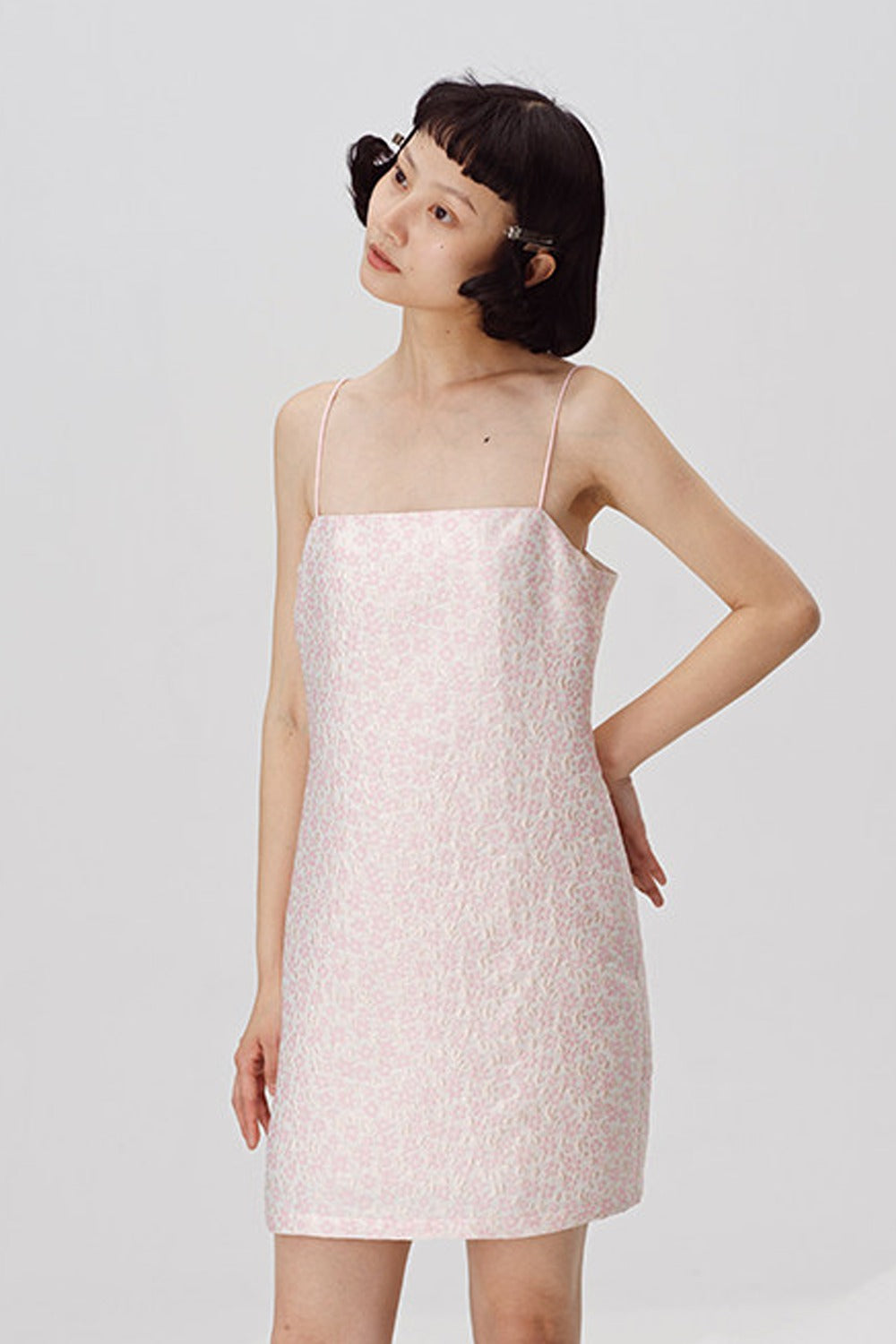 Pink Peach Blossom Strap Dress