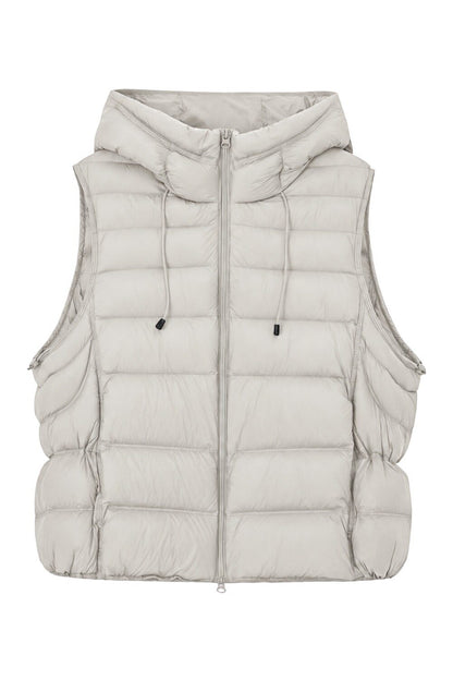 Ribbed Hooded Down Vest