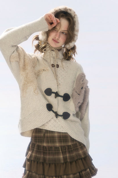 Rabbit Patch Knit Duffle Cardigan