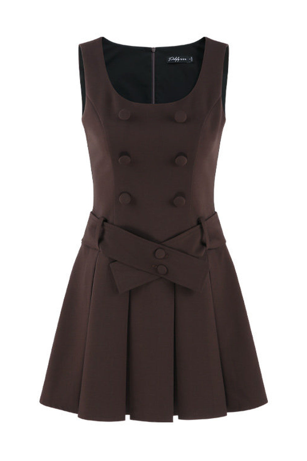 Brown Pleated Dress and Blue Shirt Set-Up