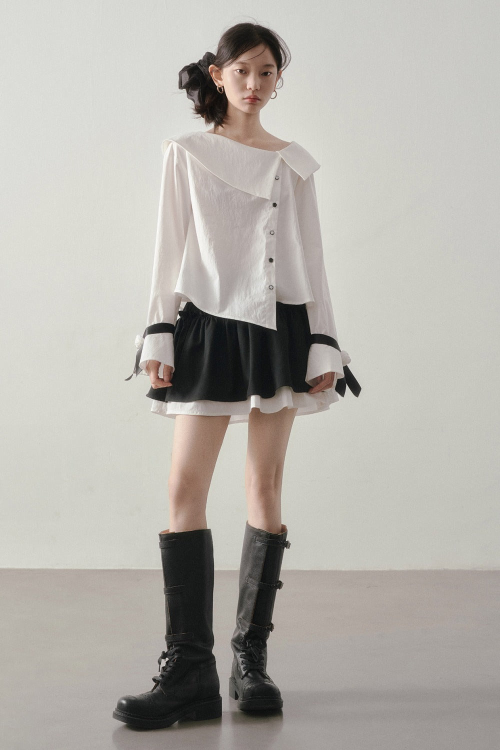 Horse Hoof Sleeve Diagonal Placket Shirt