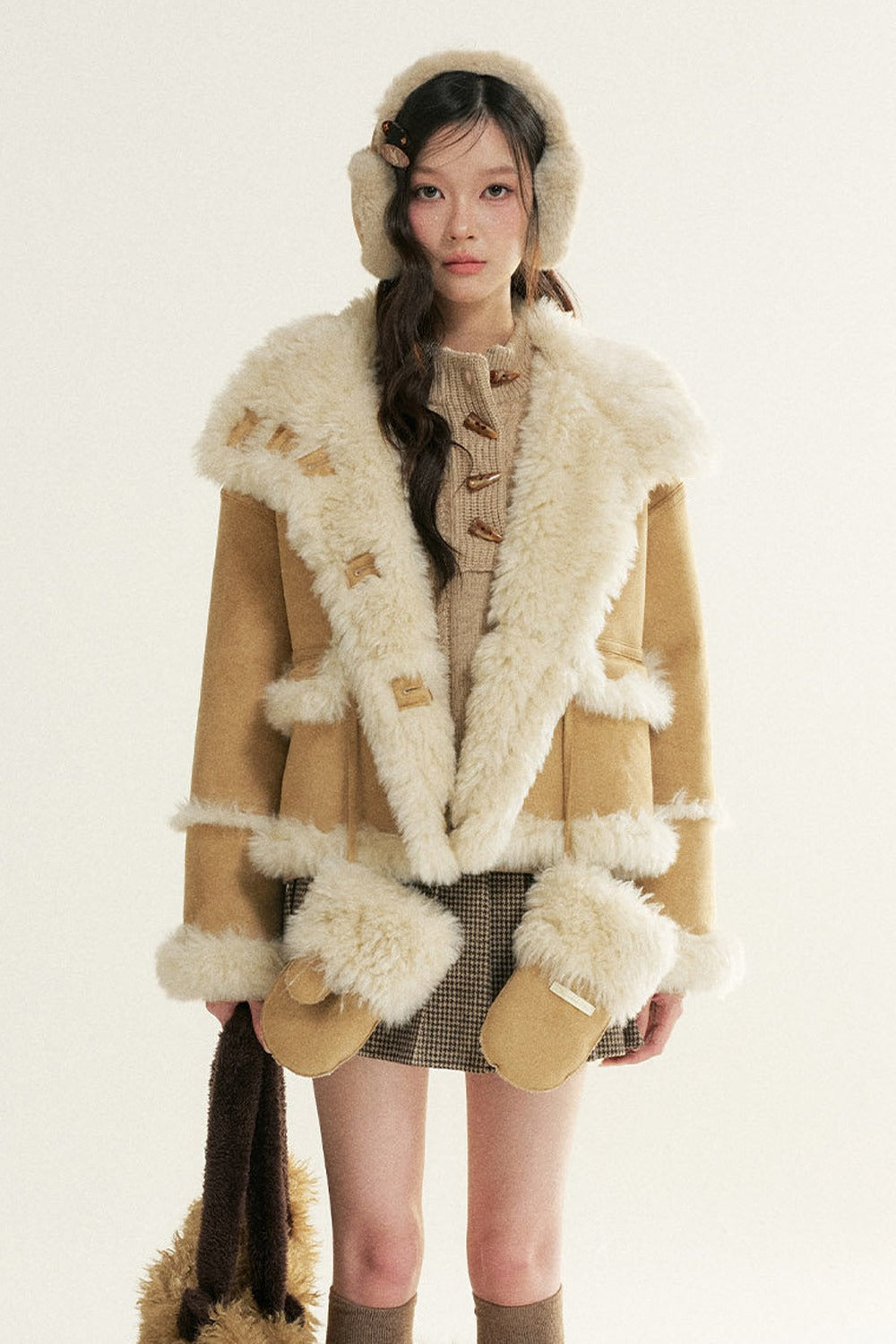 Loose Fur Integrated Suede Jacket