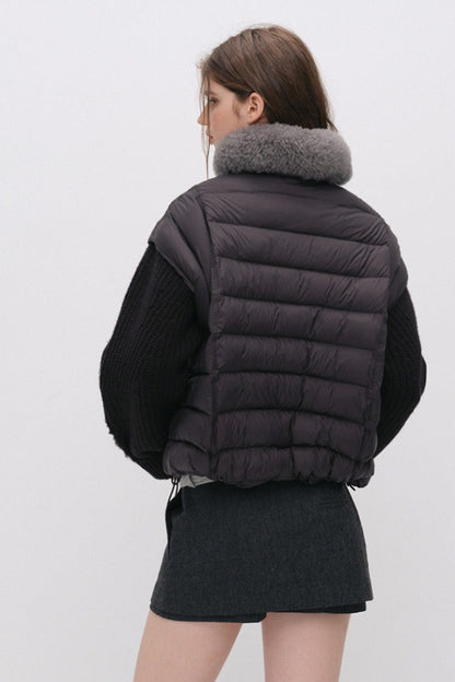 Convertible Detachable Knit Sleeve Down Vest