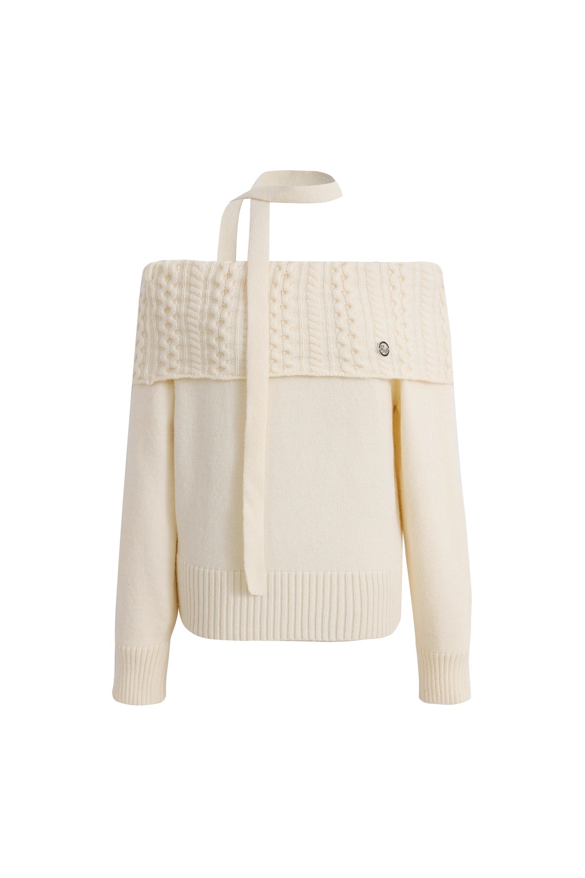 Maglione a maglia a maniche lunghe con spalle scoperte
