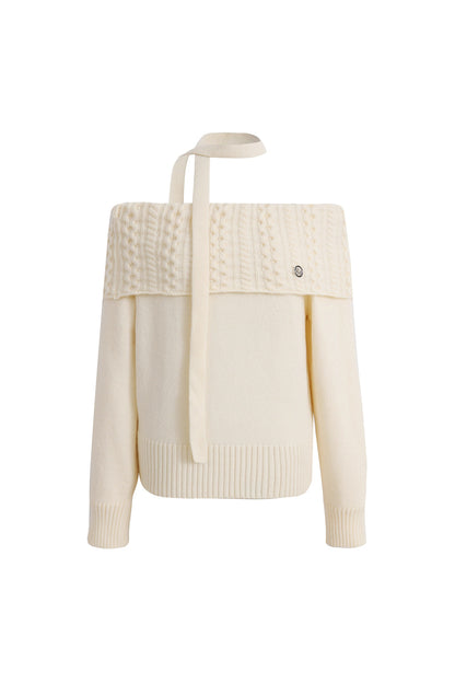 Maglione a maglia a maniche lunghe con spalle scoperte