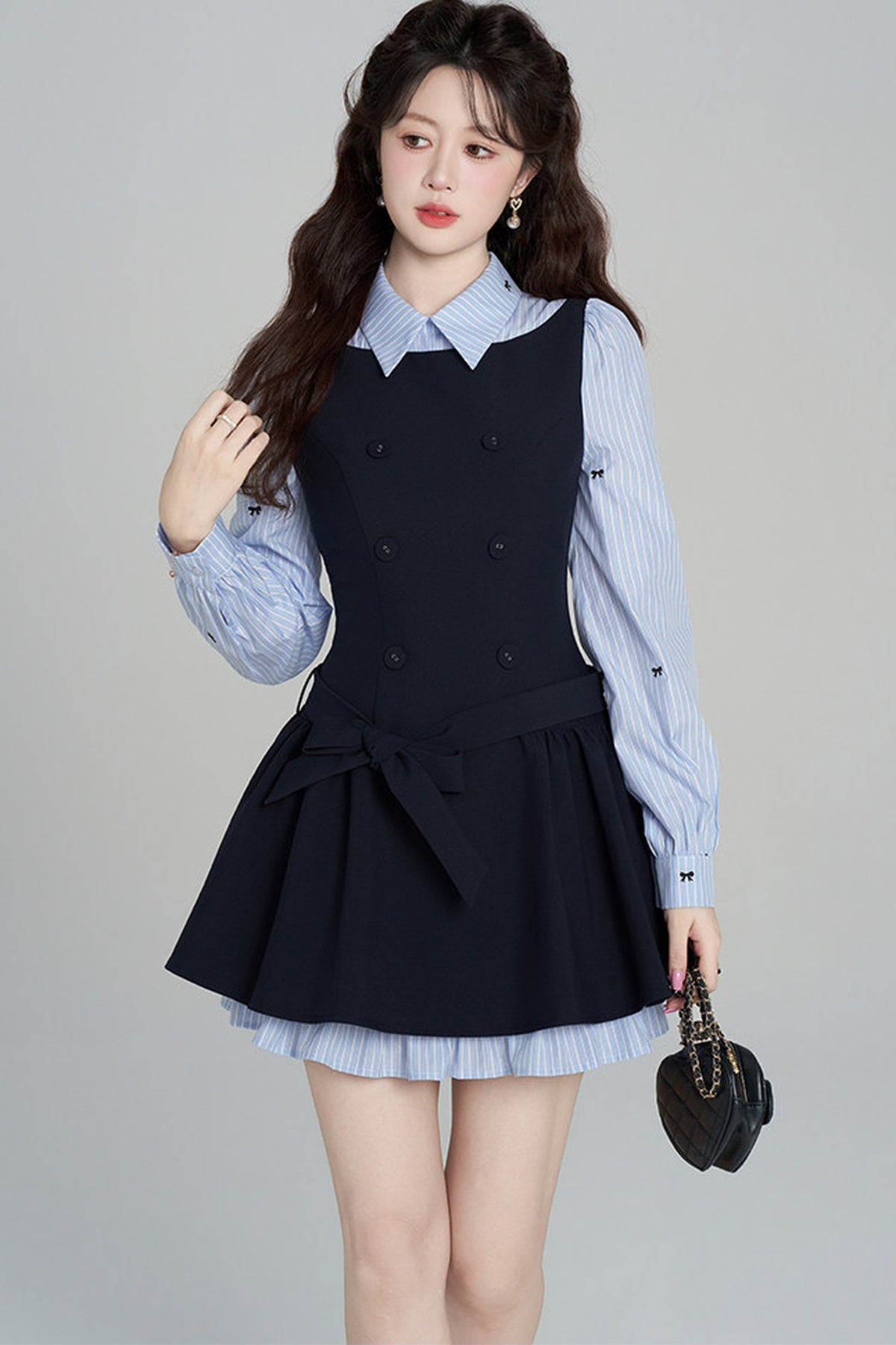 Preppy Style Long-Sleeved Dress