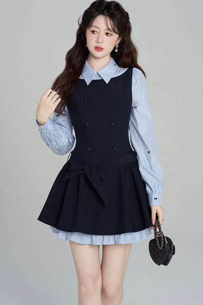 Preppy Style Long-Sleeved Dress