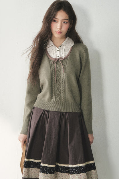 Floral Layered-Look Sweater