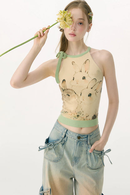 Rabbit Shadow Knitted Halter Top