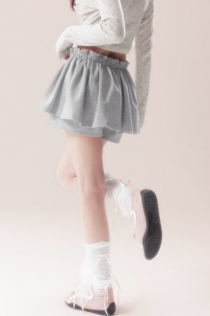 Drawstring Puffy Layered-Look Skirt