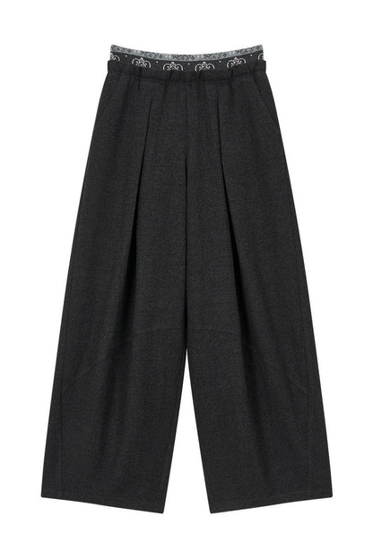 Wool Jacquard Wide-Leg Trousers