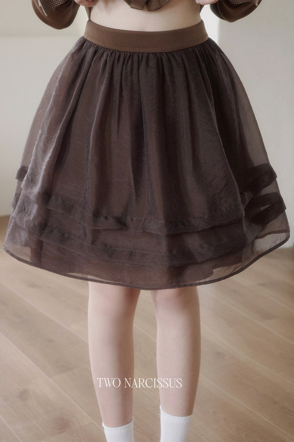 Puffy Pleated Ruffle A-Line Skirt