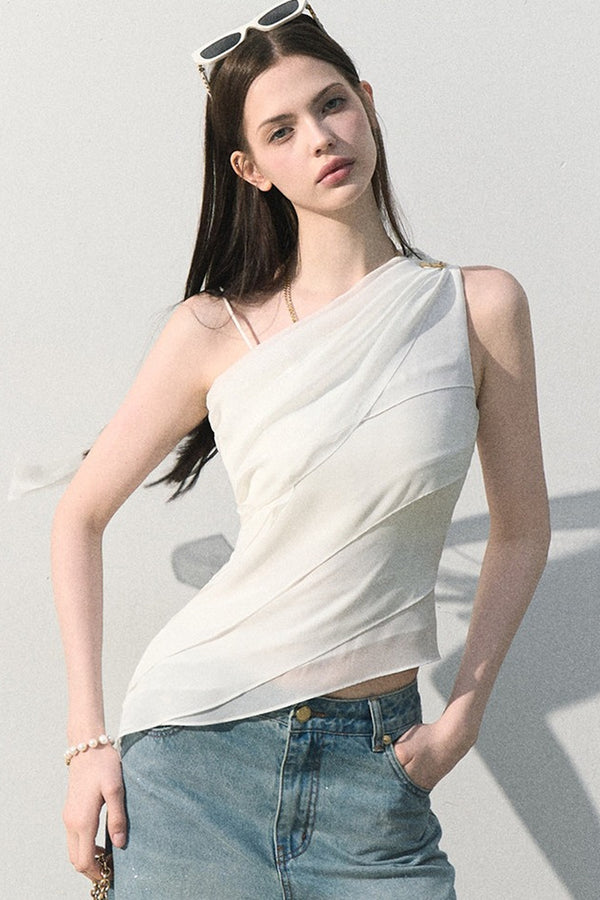 Asymmetrical Shoulder-Cut Tank Top