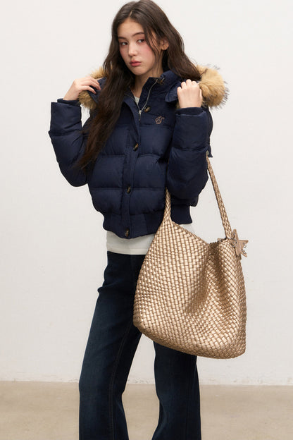 Fur Collar Down Jacket and Pants Set-Up