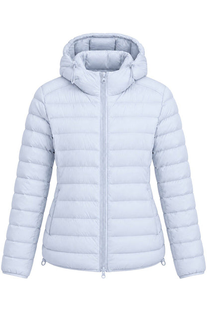 Ribbed Hooded Lightweight Down Jacket