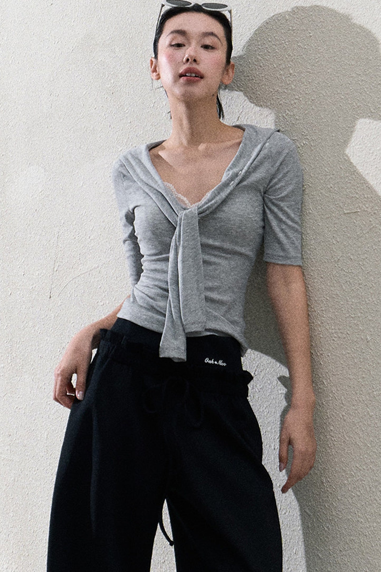 Liquid Cotton Ruffle Wide-Leg Pants