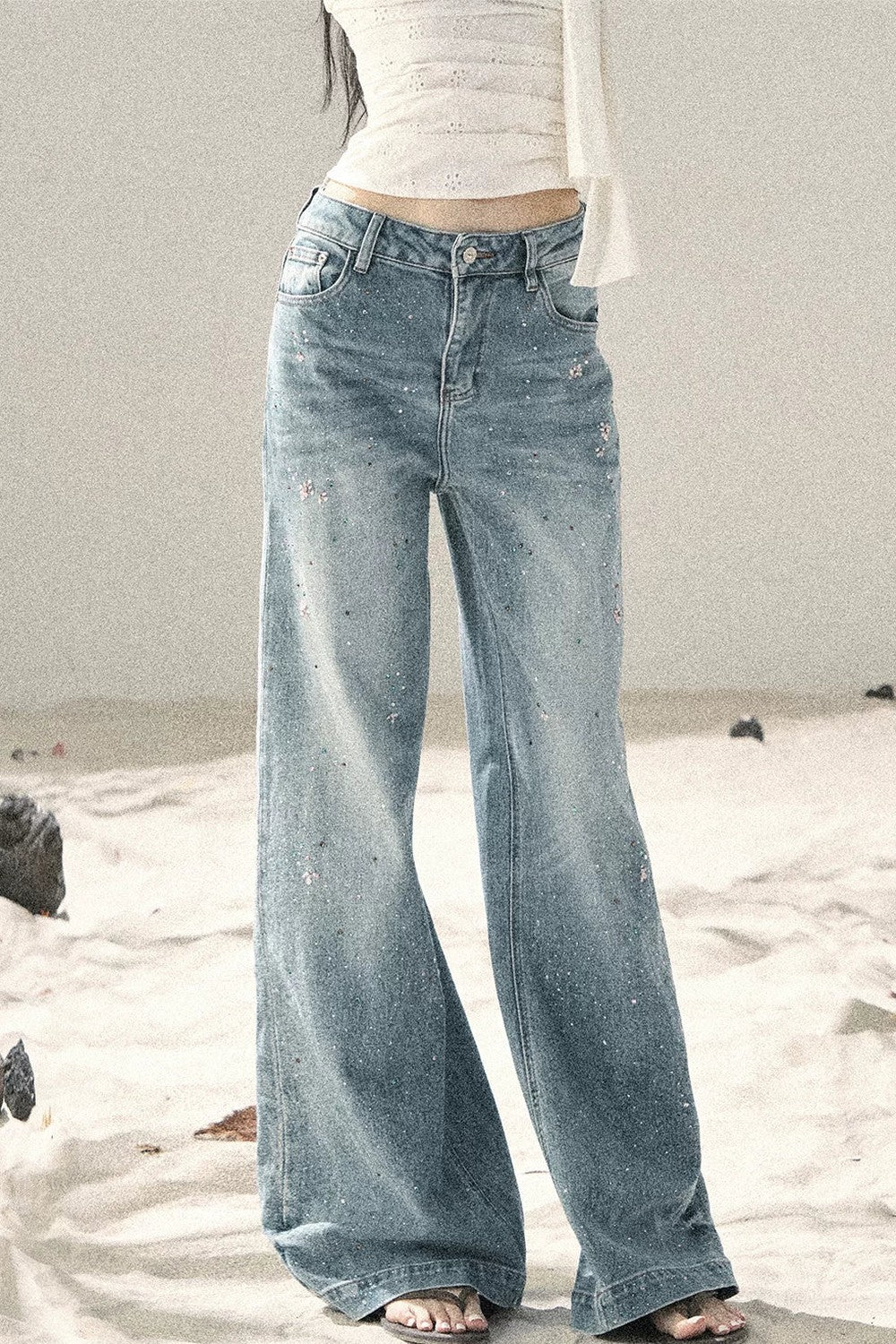 Sequin Straight Leg Jeans