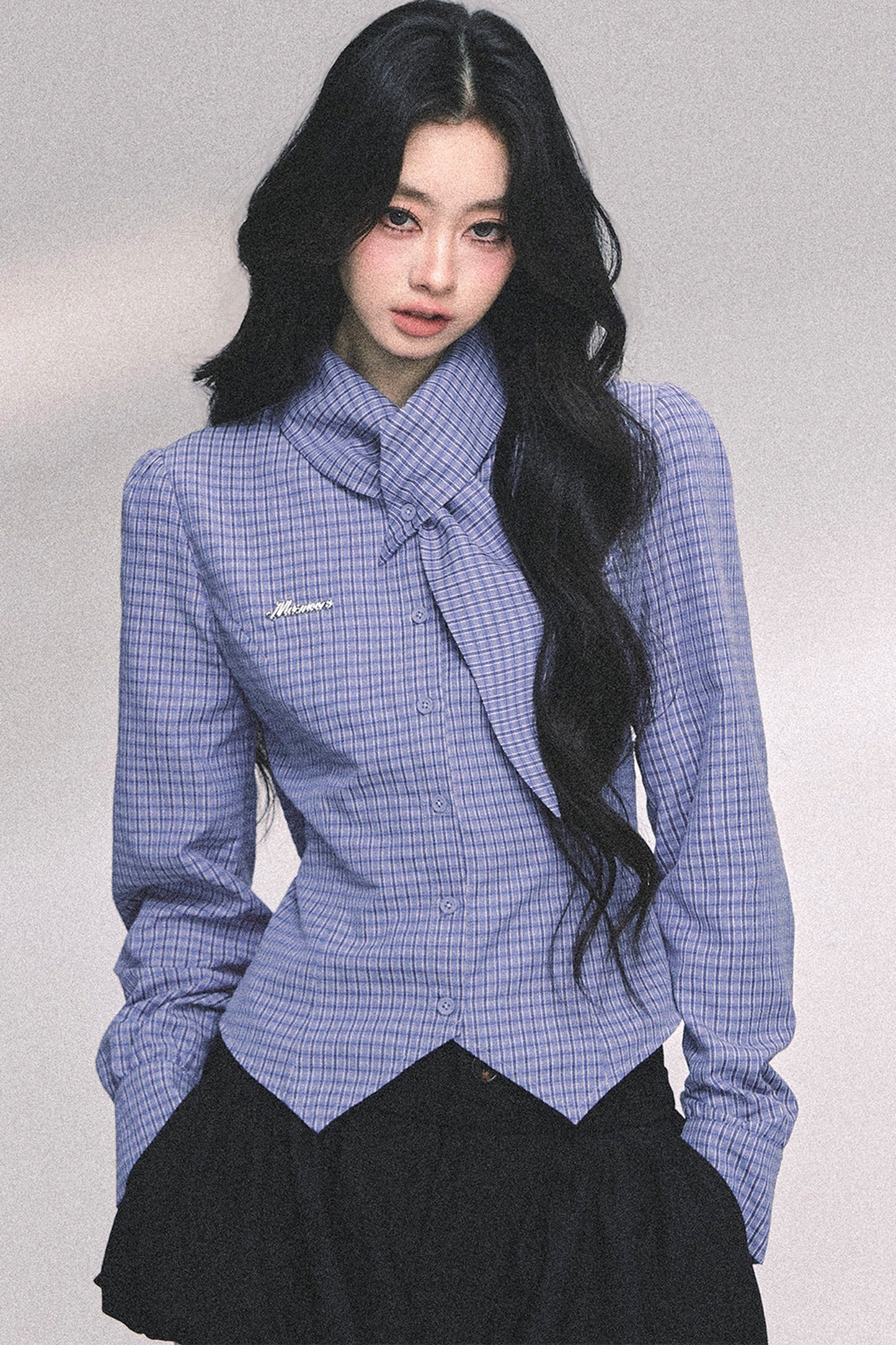 Klein Blue Plaid Blouse