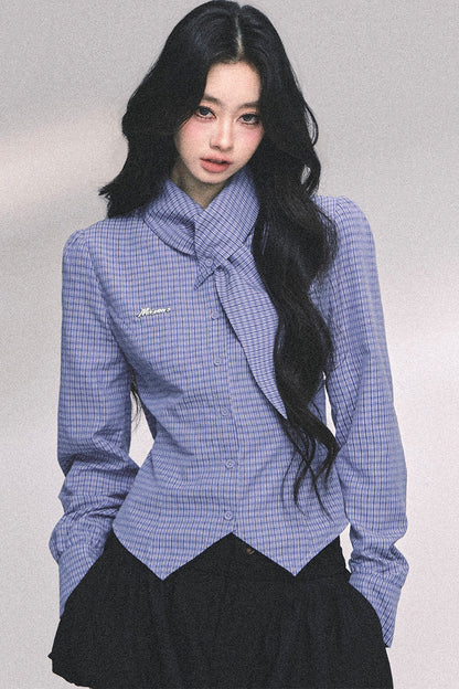 Klein Blue Plaid Blouse