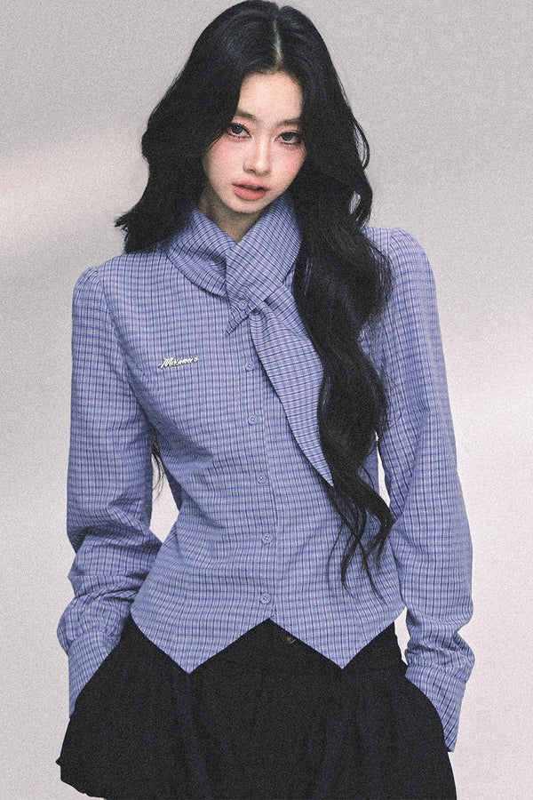 Klein Blue Plaid Blouse