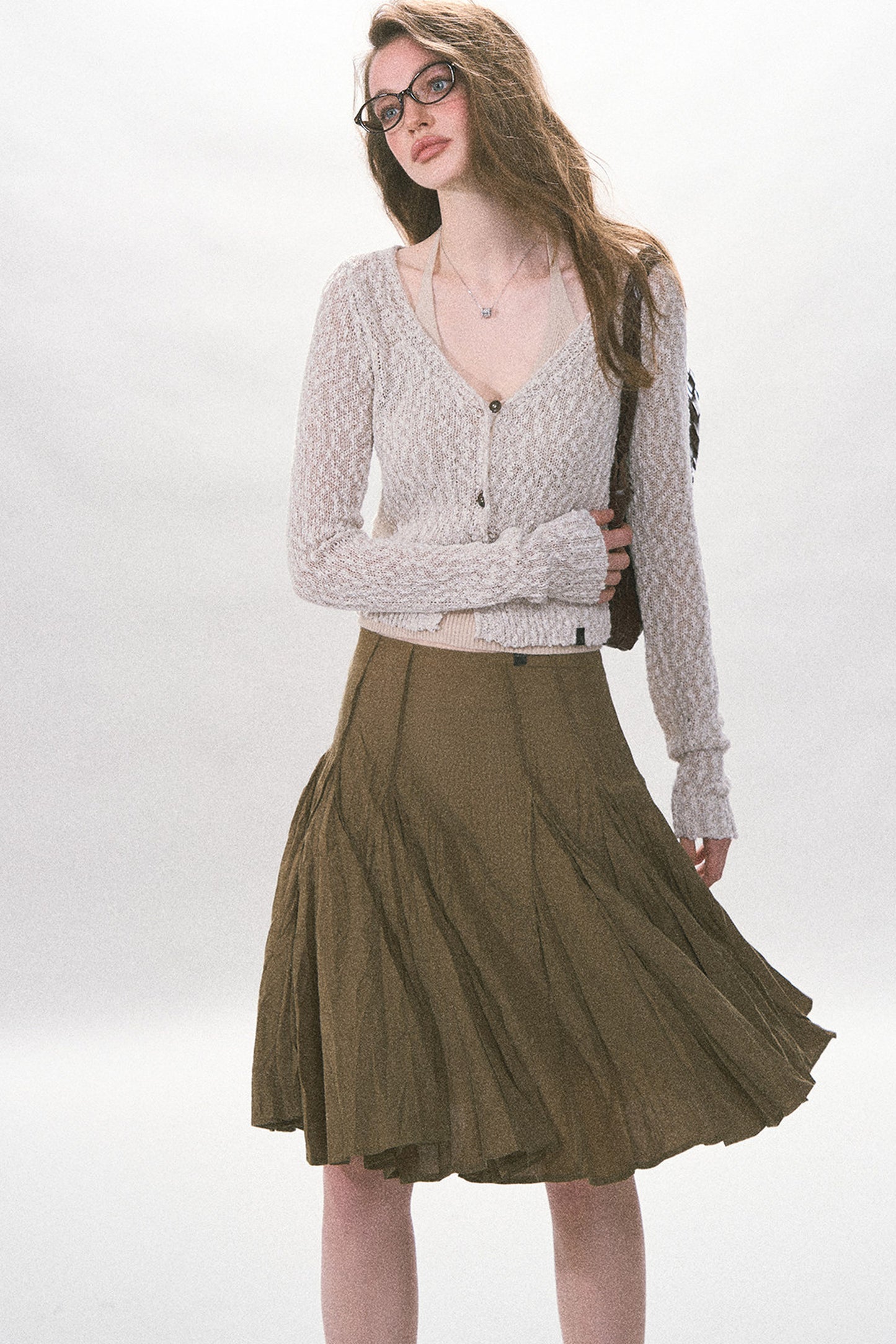 Textured Hollow-Out Knit Cardigan Jacket