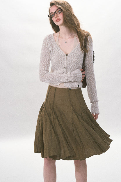 Textured Hollow-Out Knit Cardigan Jacket